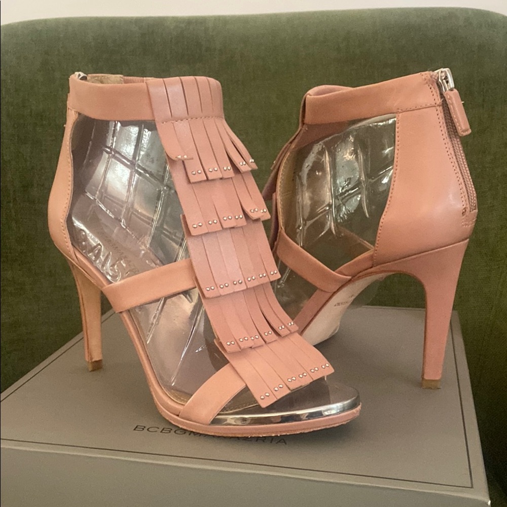 BCBGMaxAzria Blush Fringe Heels